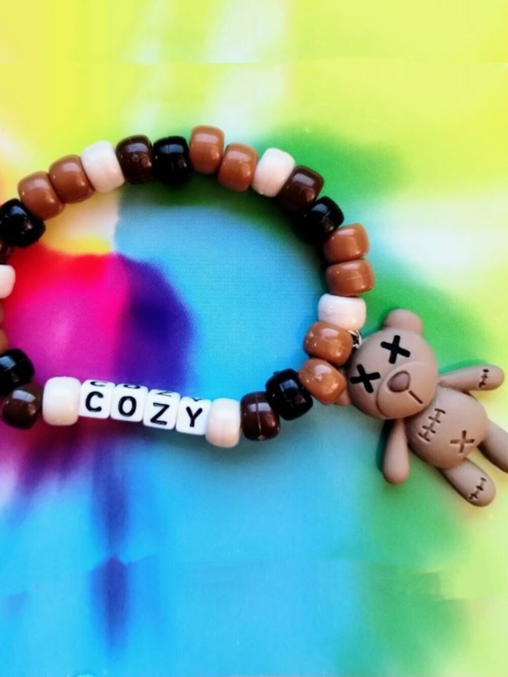 Handmade Cozy Kandi Bracelet with teddy bear charm